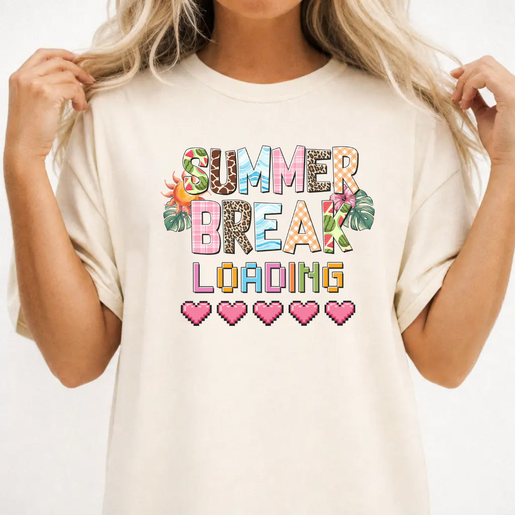 Woman wearing an ivory funny teacher summer women&