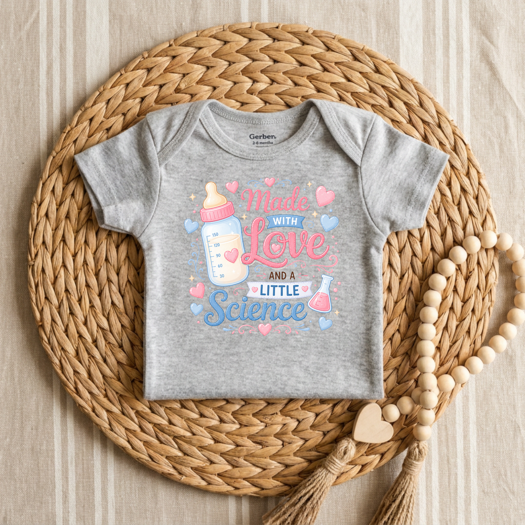 Made with Love and a Little Science Baby Onesie® | Cute Baby Gift