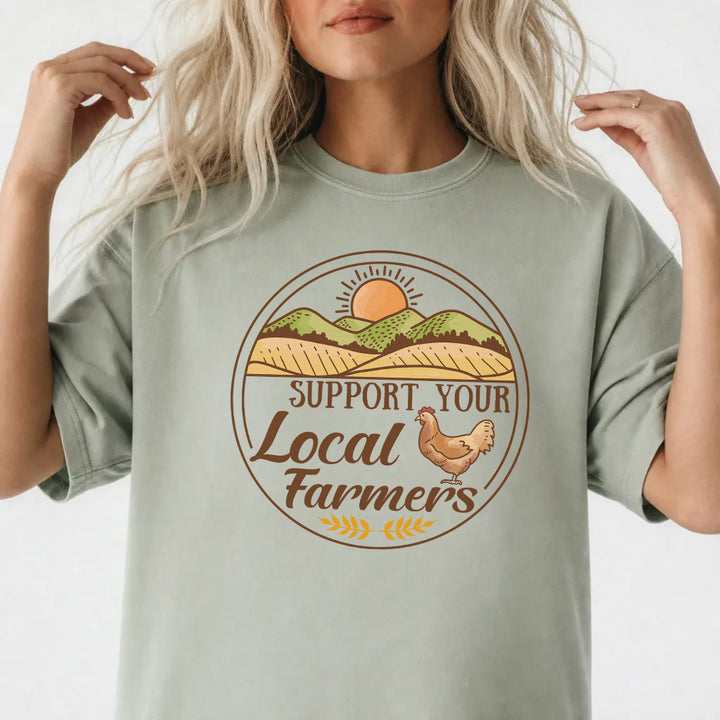 Woman wearing a bay-colored local farmer chicken women&