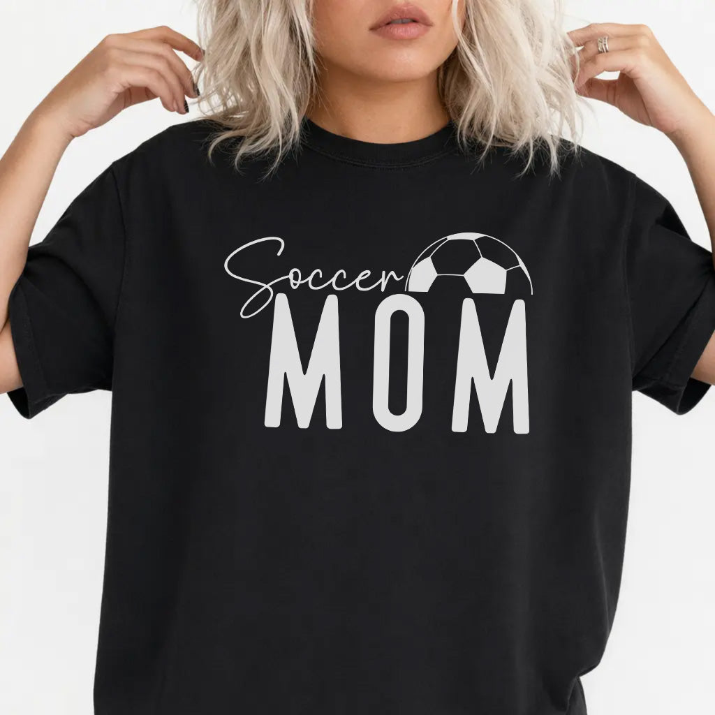 Woman wearing a black soccer mom women&