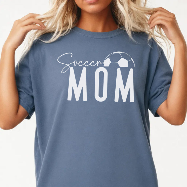 Woman wearing a blue jean soccer mom women&