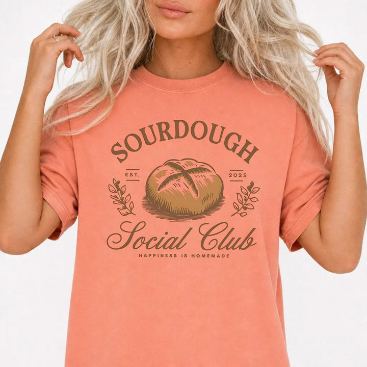Woman wearing a terracotta sourdough baking women&