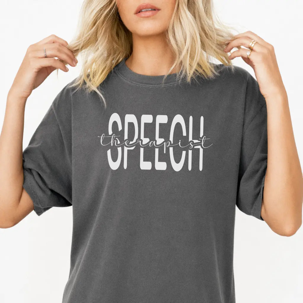 Woman wearing a pepper speech therapist SLP women&