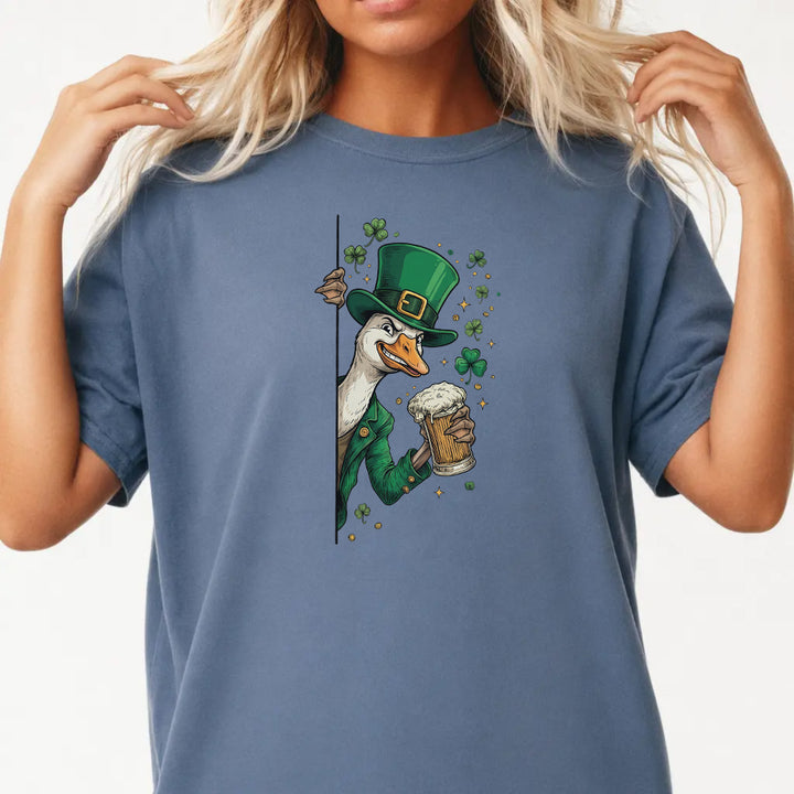 Woman wearing a blue jean St. Patrick&