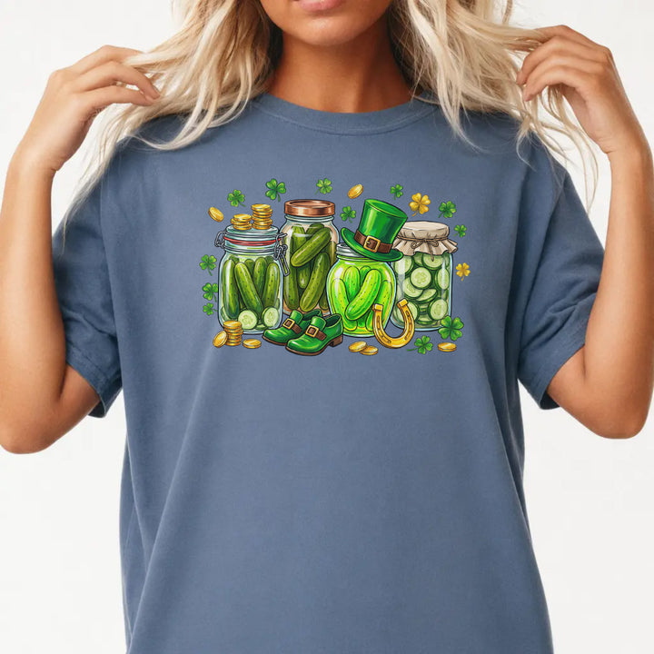 Woman wearing a blue jean St. Patrick&