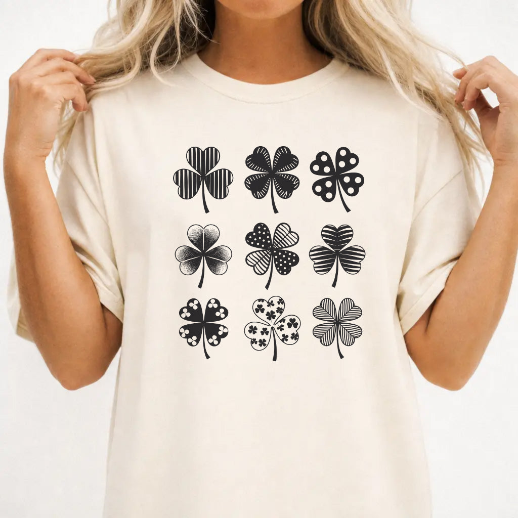 Woman wearing an ivory St. Patrick&
