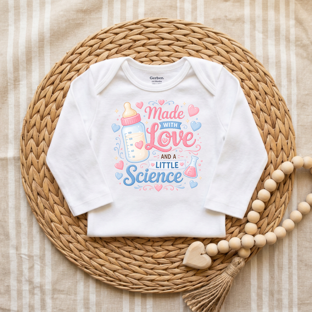 Made with Love and a Little Science Baby Onesie® | Cute Baby Gift