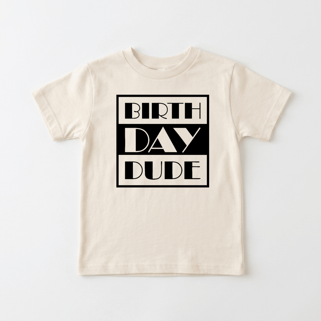 Birthday Dude Retro Block Type Youth Tee | Cute Kids Shirt - Okum Tees