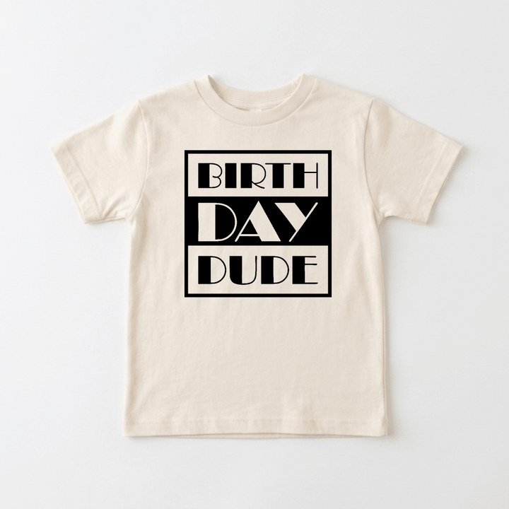 Birthday Dude Retro Block Type Youth Tee | Cute Kids Shirt - Okum Tees