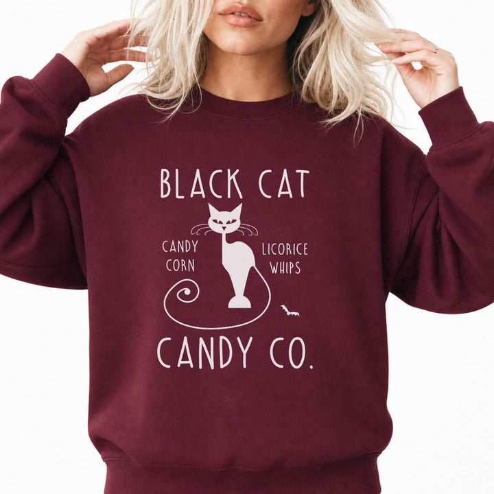 Black Cat Candy Co. Halloween Sweatshirt in Maroon — Okum Tees