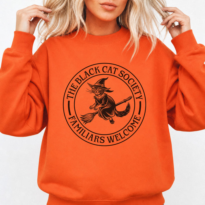 Black Cat Society Halloween Sweatshirt in Orange — Okum Tees