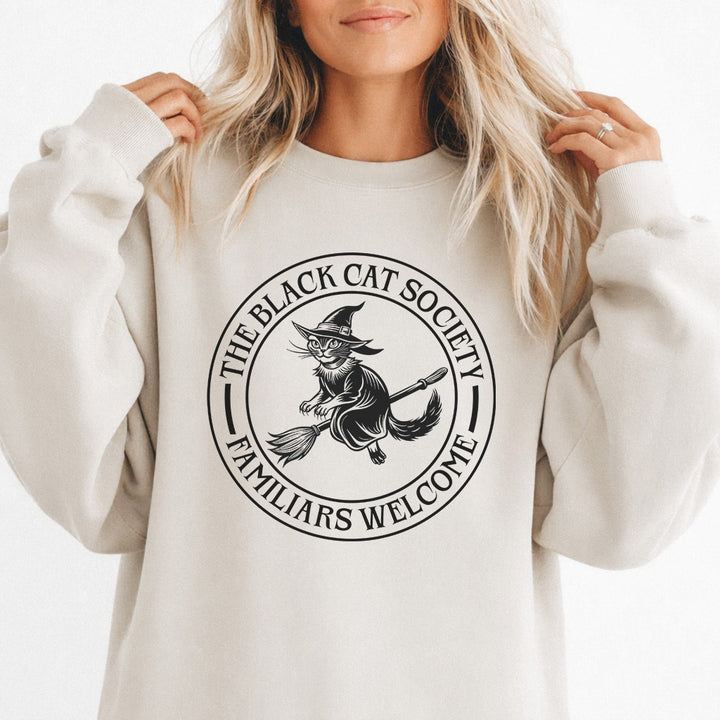 Black Cat Society Halloween Sweatshirt in Sand — Okum Tees