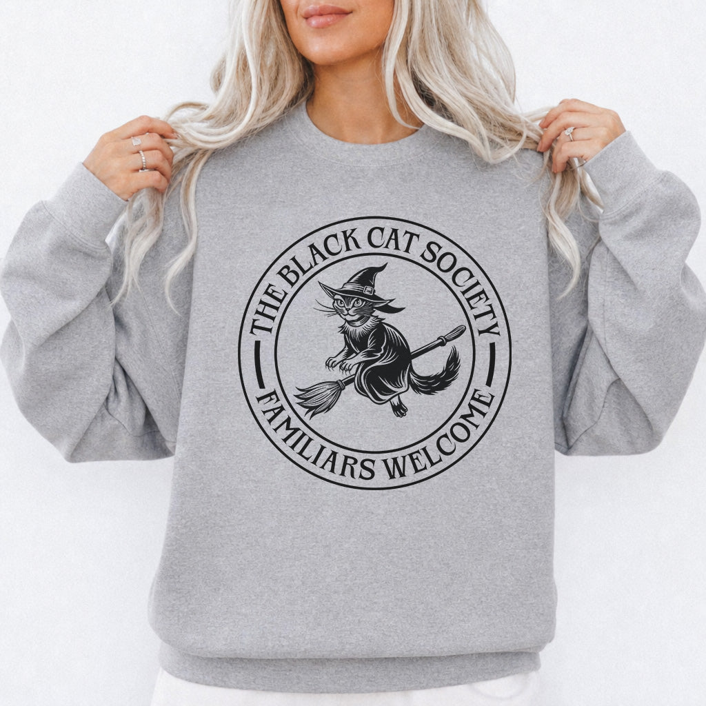 Black Cat Society Halloween Sweatshirt in Sport Grey — Okum Tees