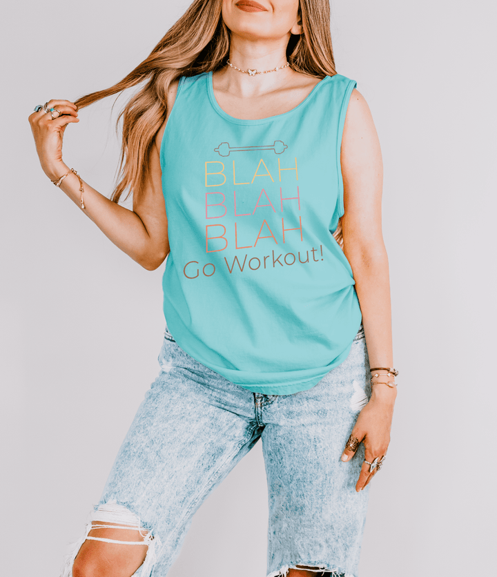 Blah Blah Blah Go Workout Tank Top - Okum Tees