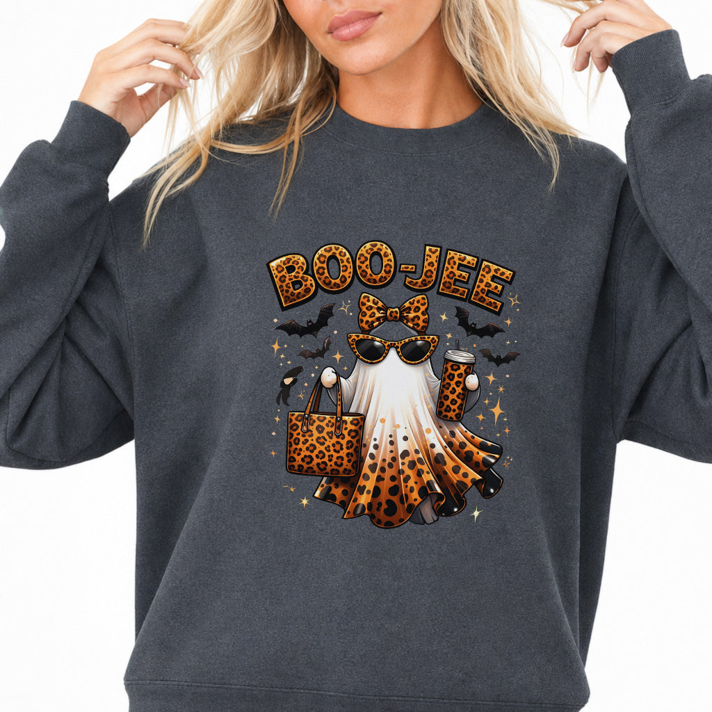 Boo-Jee Ghost Halloween Sweatshirt in Dark Heather — Okum Tees