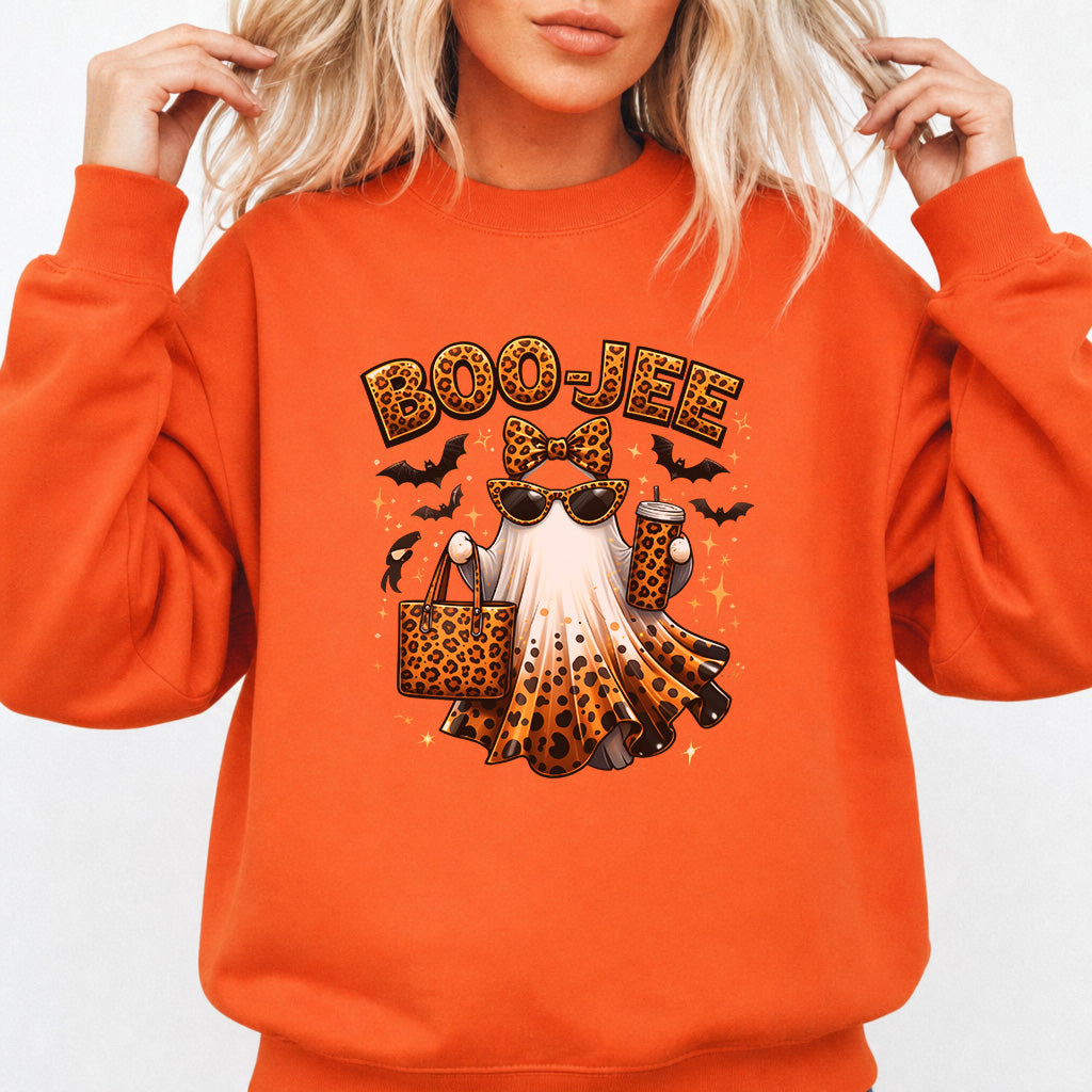 Boo-Jee Ghost Halloween Sweatshirt in Orange — Okum Tees