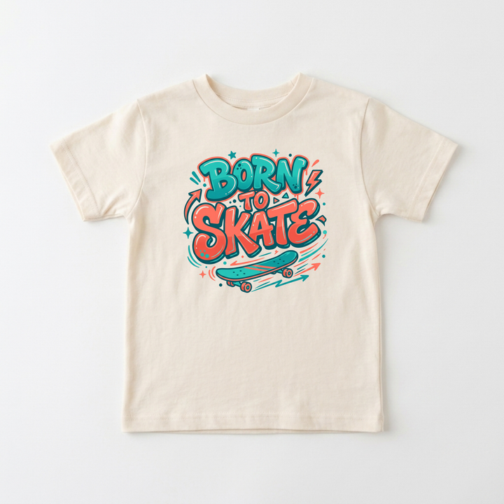 Born to Skate Retro Graffiti Youth Tee in Natural — Okum Tees