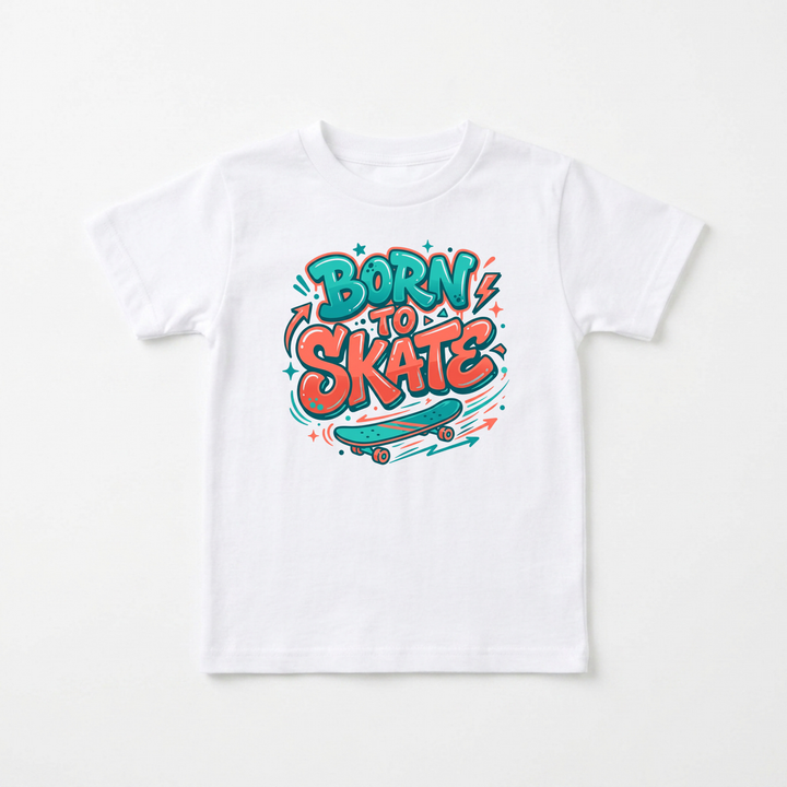 Born to Skate Retro Graffiti Youth Tee in White — Okum Tees