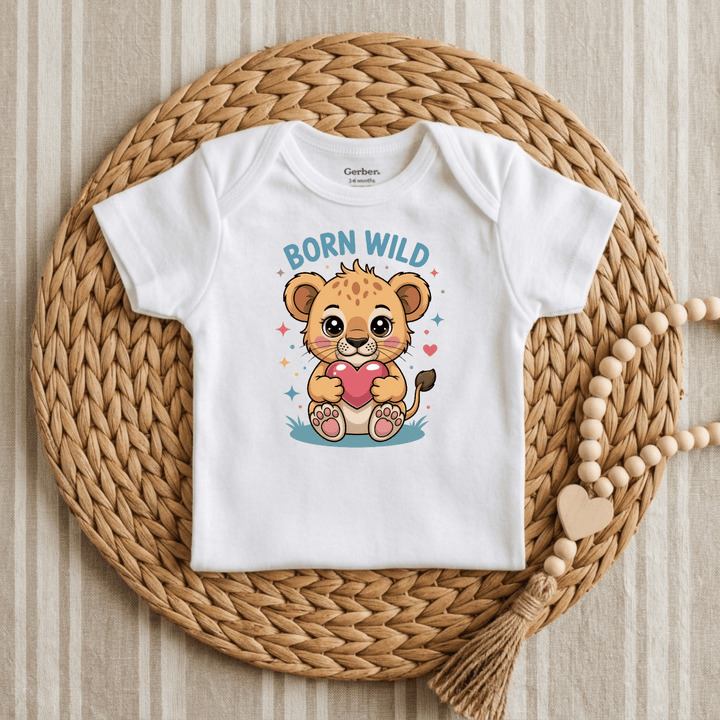 Born Wild Lion Cub Heart Baby Onesie® | Boys Outfit - Okum Tees