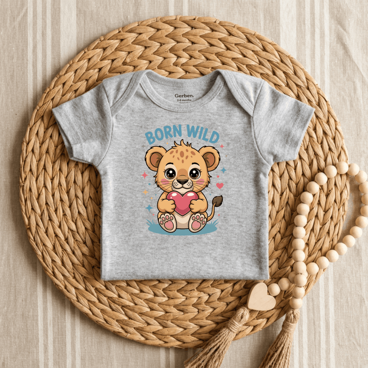 Born Wild Lion Cub Heart Baby Onesie® | Boys Outfit - Okum Tees