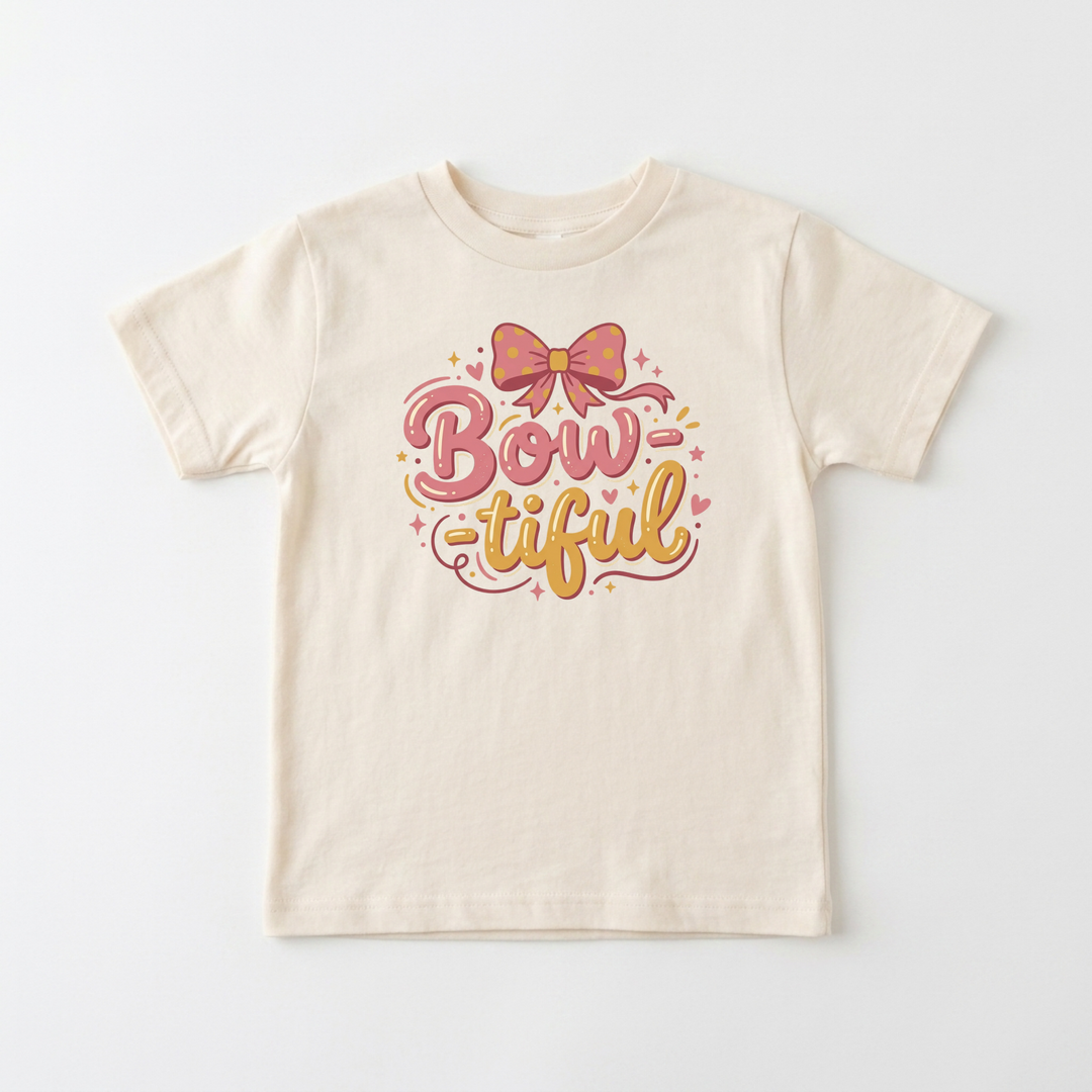 Bow-tiful Toddler Tee in Natural — Okum Tees