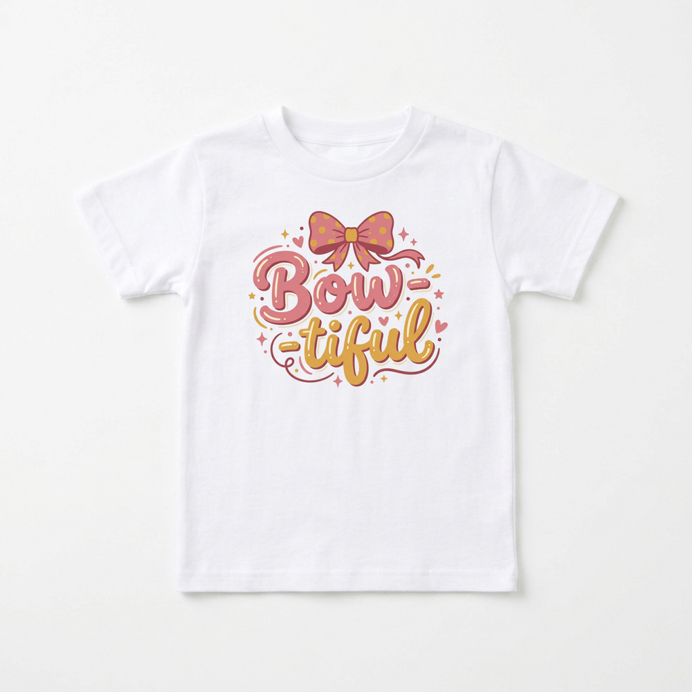 Bow-tiful Toddler Tee in White — Okum Tees