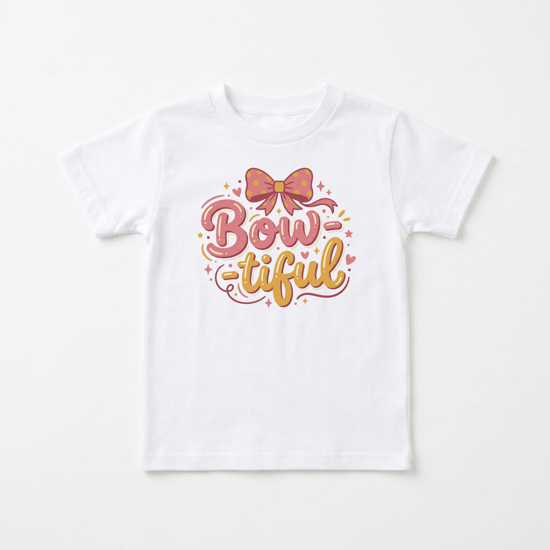 Bow-tiful Toddler Tee in White — Okum Tees