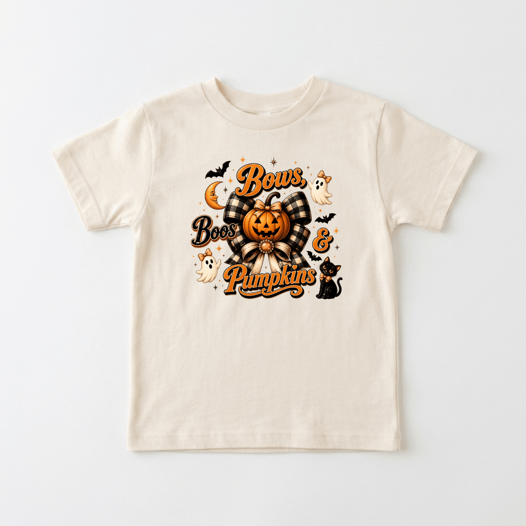 Bows, Boos and Pumpkins Toddler Tee | Cute Toddler Gift - Okum Tees