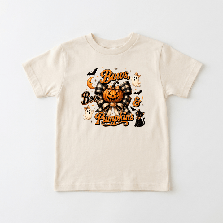 Bows, Boos and Pumpkins Toddler Tee | Cute Toddler Gift - Okum Tees