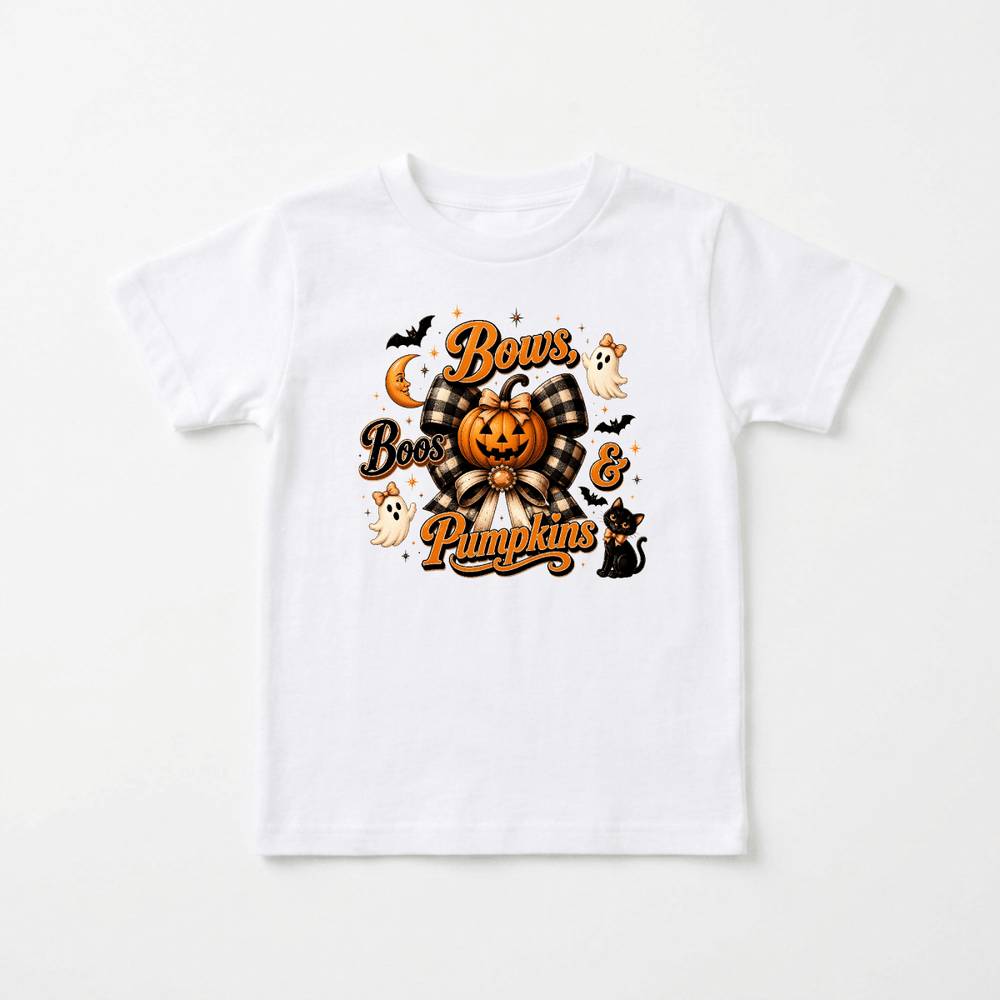 Bows, Boos and Pumpkins Toddler Tee | Cute Toddler Gift - Okum Tees