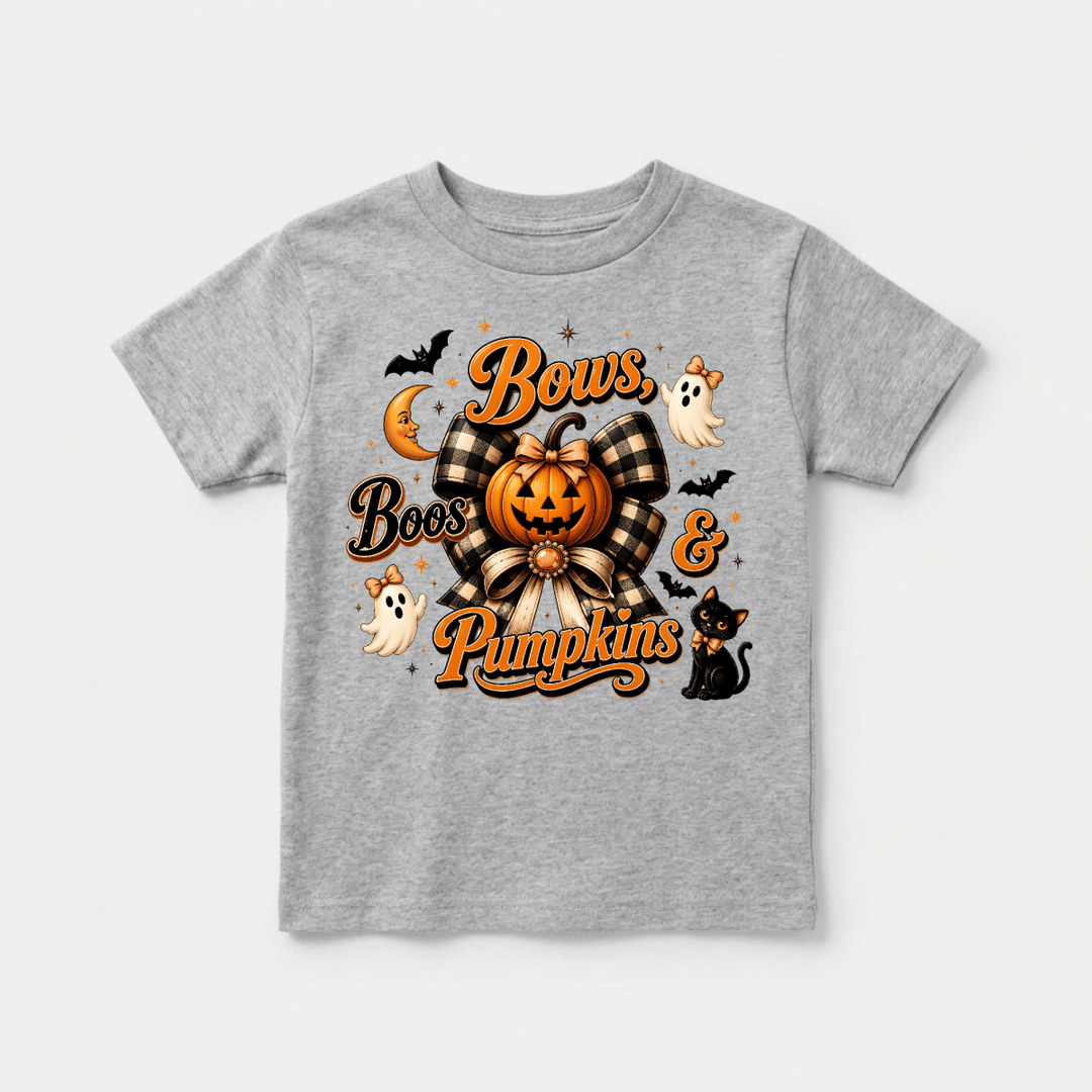 Bows, Boos and Pumpkins Toddler Tee | Cute Toddler Gift - Okum Tees
