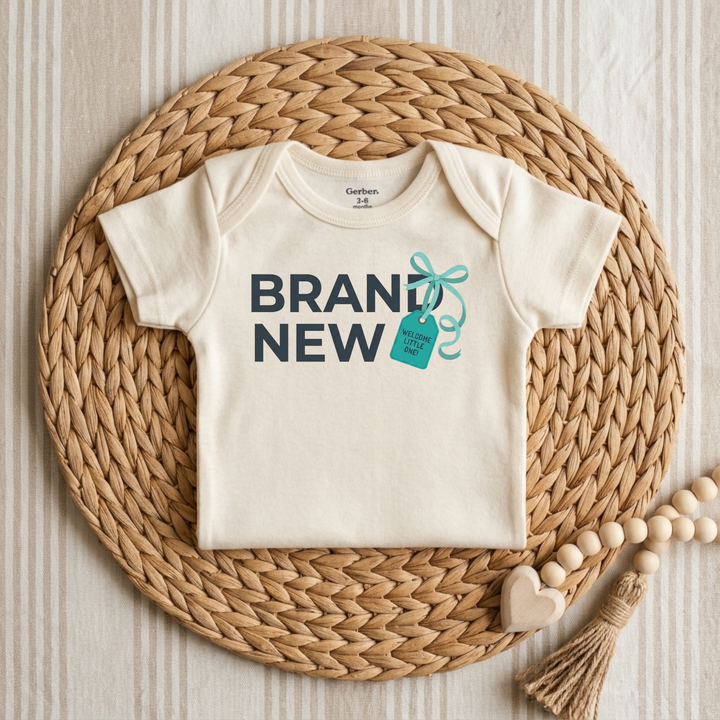 Brand New Baby Gift Tag Baby Onesie® in Natural — Okum Tees