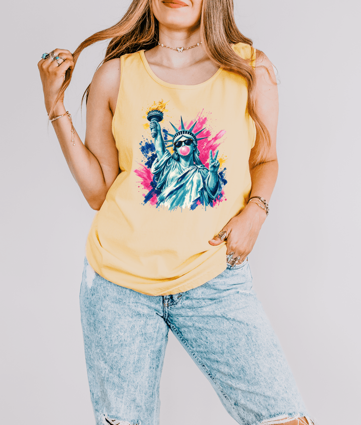 Bubblegum Liberty Patriotic Tank Top - Okum Tees