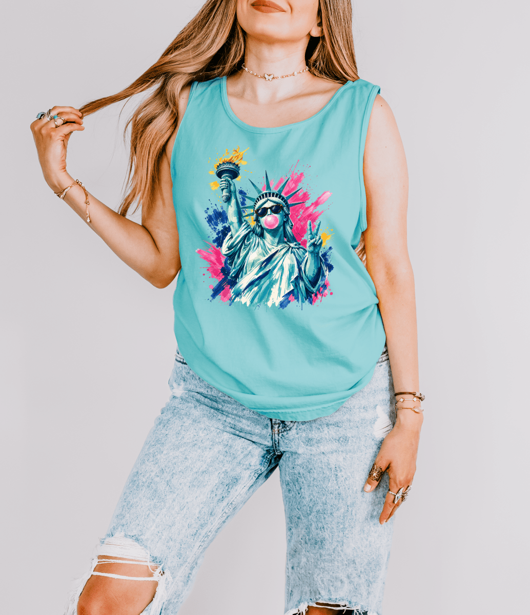 Bubblegum Liberty Patriotic Tank Top - Okum Tees
