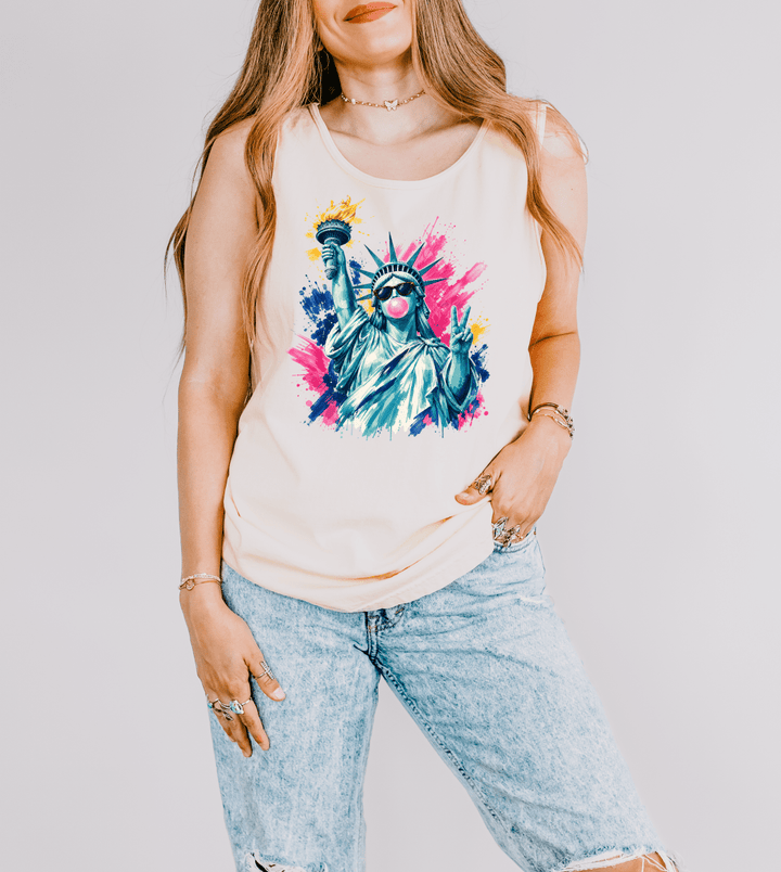 Bubblegum Liberty Patriotic Tank Top - Okum Tees