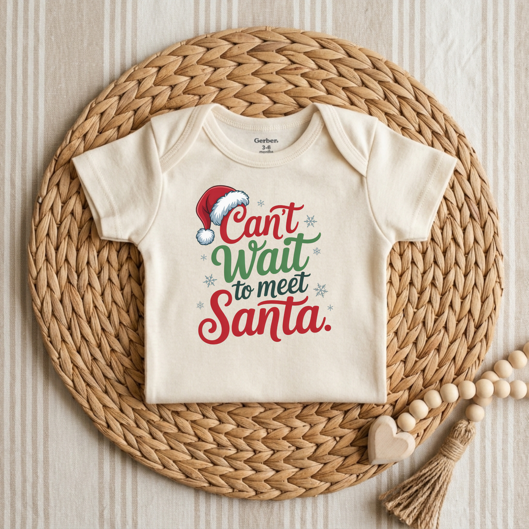 Can't Wait to Meet Santa Baby Onesie® in Natural — Okum Tees