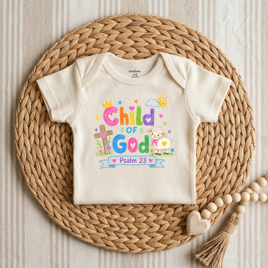 Child of God Crayon Lamb & Crown Baby Onesie® in Natural — Okum Tees