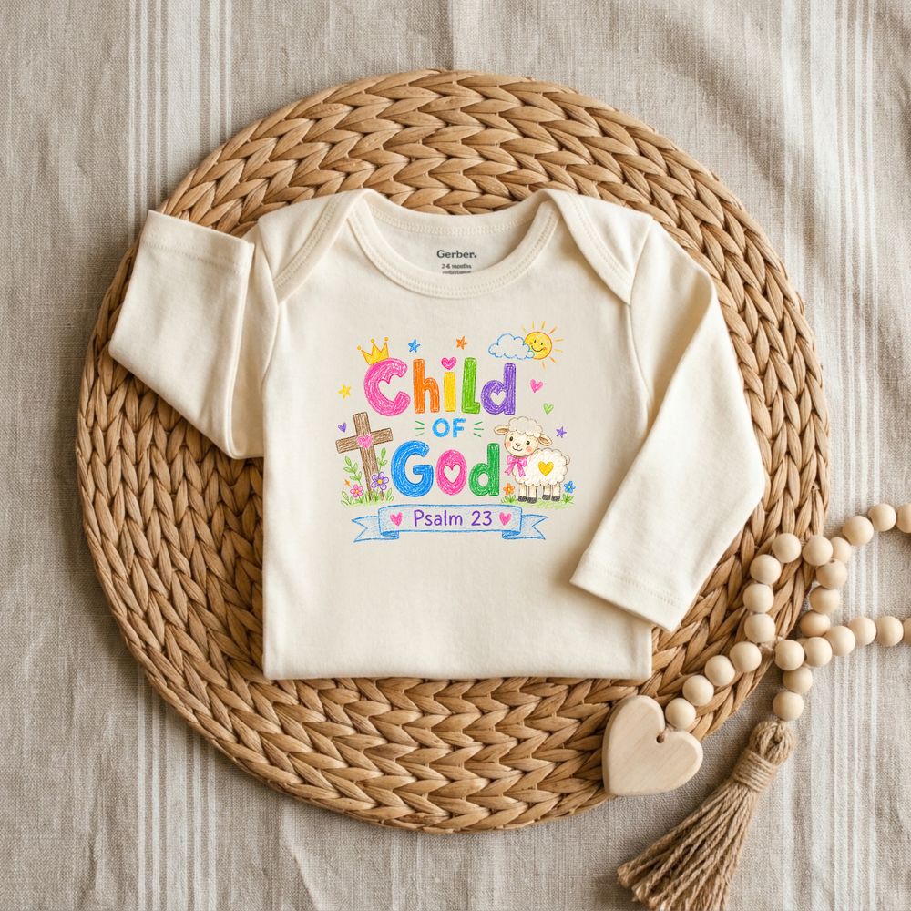 Child of God Crayon Lamb & Crown Baby Onesie® in Natural — Okum Tees