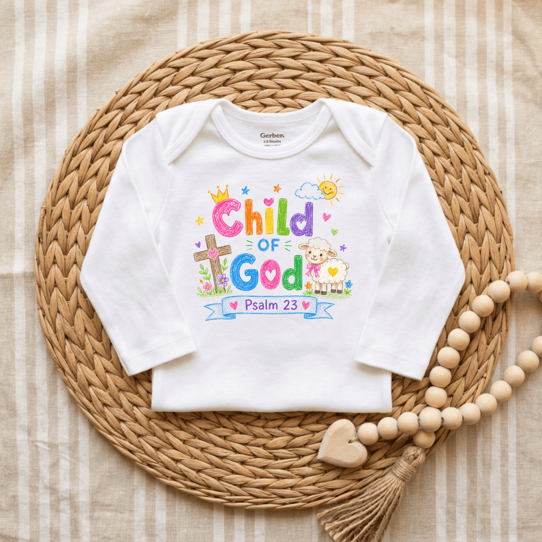 Child of God Crayon Lamb &amp; Crown Baby Onesie® - Okum Tees