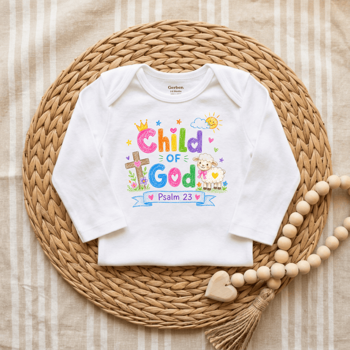Child of God Crayon Lamb &amp; Crown Baby Onesie® - Okum Tees