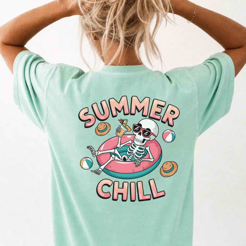 Chill Skeleton Summer Women's Graphic Tee - Okum Tees