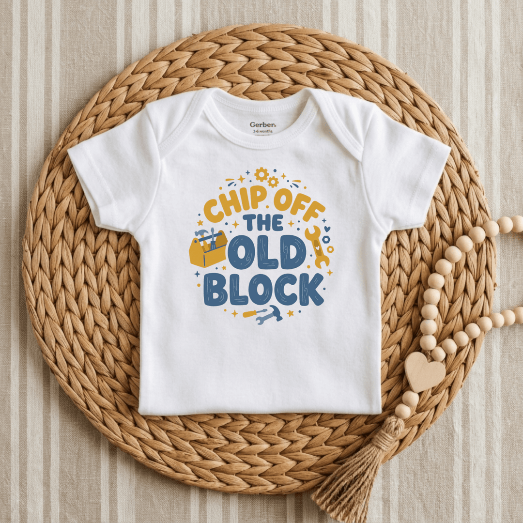Chip Off The Old Block Toolbox Baby Onesie® | Newborn Outfit - Okum Tees