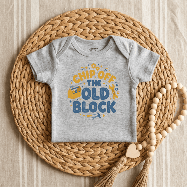Chip Off The Old Block Toolbox Baby Onesie® | Newborn Outfit - Okum Tees
