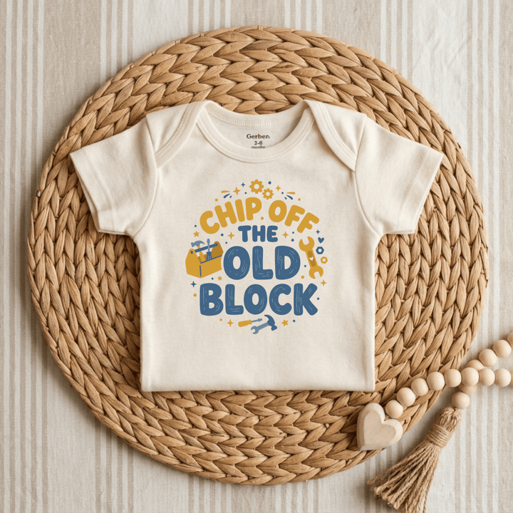 Chip Off The Old Block Toolbox Baby Onesie® | Newborn Outfit - Okum Tees