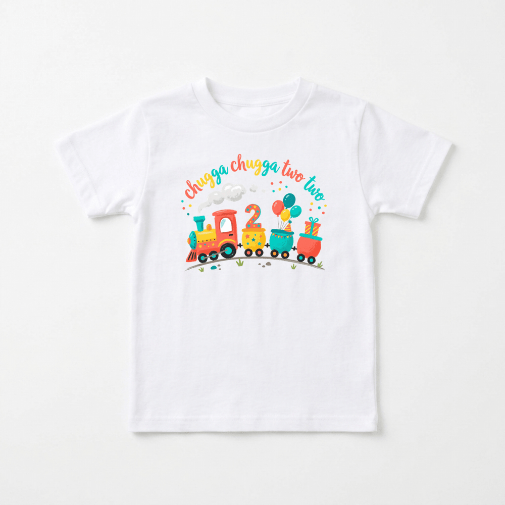 Chugga Chugga Two Two Birthday Train Toddler Tee - Okum Tees