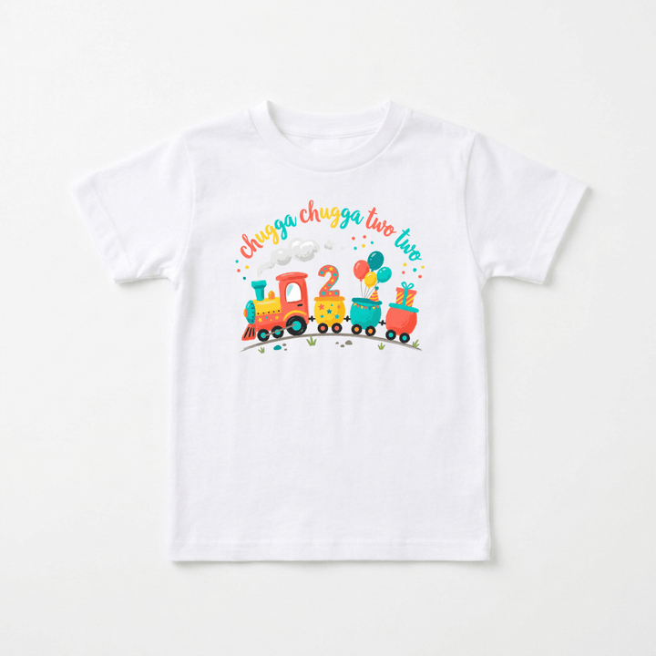 Chugga Chugga Two Two Birthday Train Toddler Tee - Okum Tees