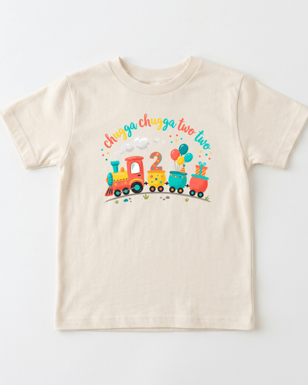 Chugga Chugga Two Two Birthday Train Toddler Tee