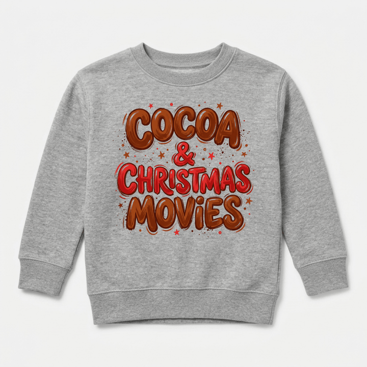 Cocoa &amp; Christmas Movies Youth Sweatshirt | Cute Kids Gift - Okum Tees