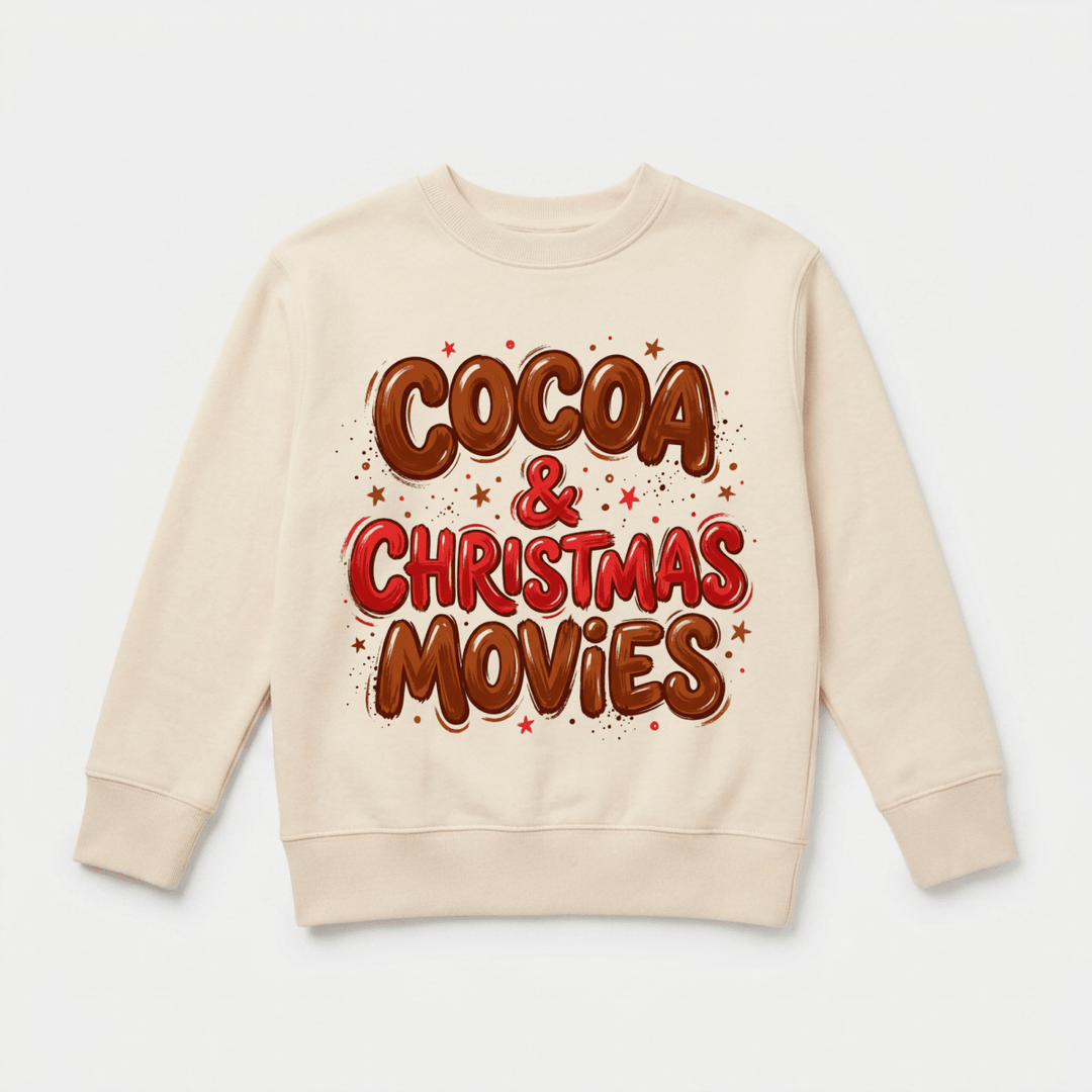 Cocoa & Christmas Movies Youth Sweatshirt | Cute Kids Gift - Okum Tees