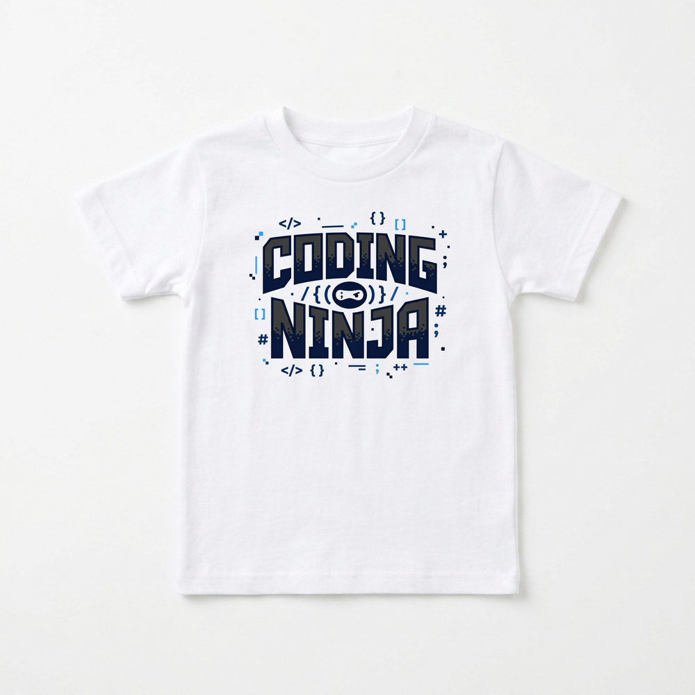 Coding Ninja Youth Tee in White — Okum Tees
